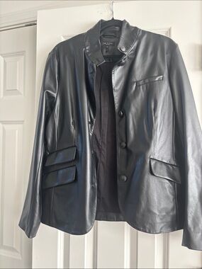 rag & bone Black faux leather Slade Blazer size 14 great condition non smoking